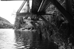 black and white cliff bridge